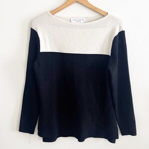 Derek Lam 10C x Athleta colorblocked pullover knit sweater ivory black size XL